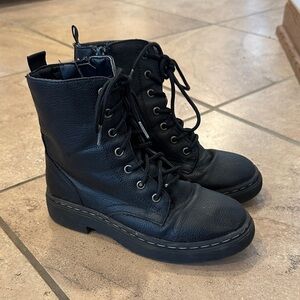 Black Lace-Up Combat Boots Girls size 3